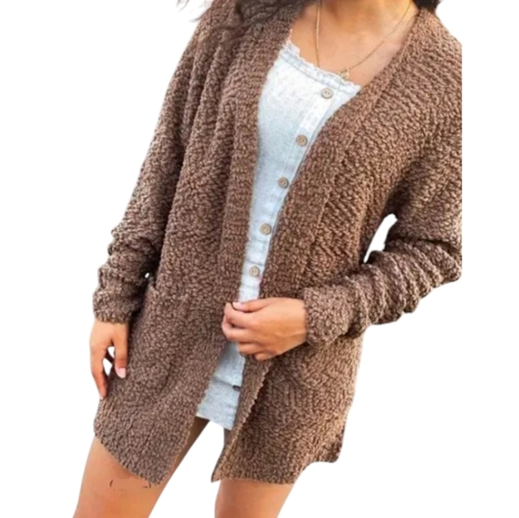 Zenana Cardigan Brown Popcorn Texture Size 3X - Picture 1 of 8